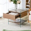 TIRAMISUBEST Woodgrain MDF Bedside Table with drawers,Nightstand with Tempered Glass Sides - 2 of 4