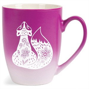 Elanze Designs 12 Ounce Vibrant Two Toned Ombre Ceramic Tea Coffee Cup Mug Magenta White Sly Forest Fox - 1 of 4