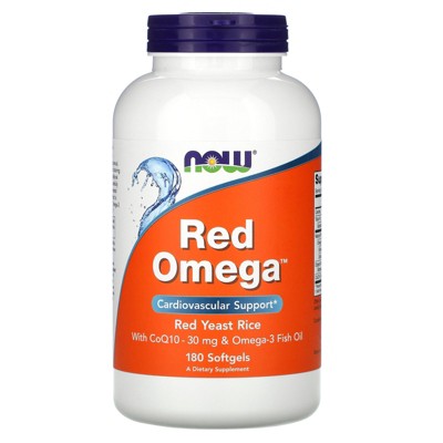 Now Foods Red Omega, Red Yeast Rice with CoQ10, 30 mg, 180 Softgels, Omegas and Fish Oil