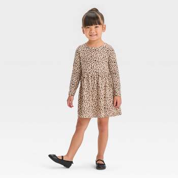 Toddler Girls' Leopard Spot Long Sleeve A-Line Dress - Cat & Jack™ Beige