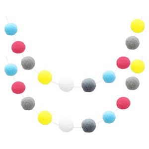 Unique Bargains Colorful Felt Ball Flexible Wear-resistant Pom Pom Garland 2 Pcs - 1 of 4