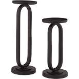 Studio 55D Ford Black Oval Body Metal Candle Holders Set of 2