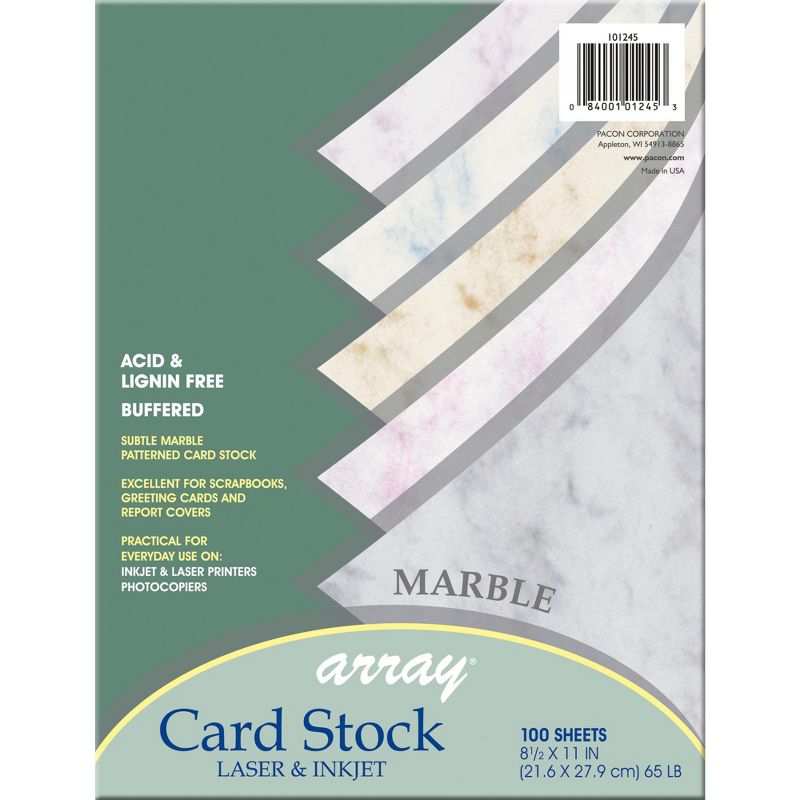 Array Card Stock Paper, 8-1/2 x 11 Inches, Assorted Marble Colors, Pack of 100, 3 of 4