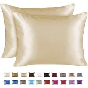 Satin Pillowcase  for Hair and Skin - 2 Pack Pillow Case with Zipper - Shopbedding - 1 of 4