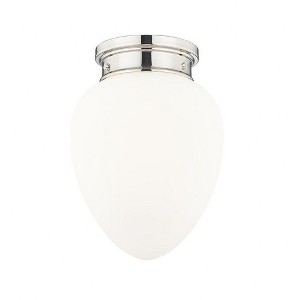 Gideon 1-Light Flush Mount Ceiling Light - Vintage Schoolhouse Glass, Dimmable, Damp Rated - 1 of 4