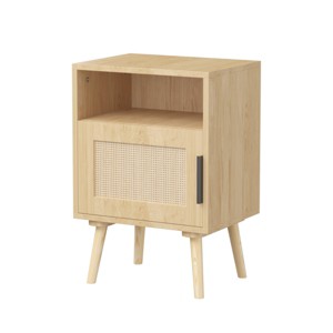 ChicFurnit Nightstands Wooden Bedside Table Night Stand with Drawer and Shelf Modern End Table for Bedroom Storage, Beige, 15.75"*11.81"*22.83" - 1 of 4