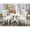 HomeStock 5 Piece Table and Chairs Dining Set - Linen White Wood Table and 4 Linen White Wooden Chairs with Slatted Back - Linen White Finish - 2 of 4