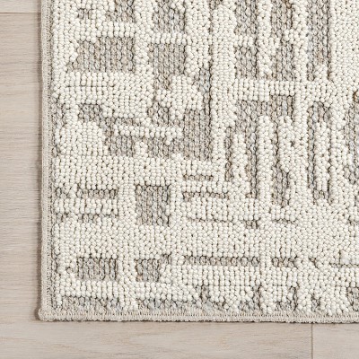 Amity Light Gray Abstract Washable Synthetic Area Rug