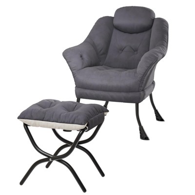 Lazy Chair, Modern Recliner Armchair with Foldable Ottoman & Detachable Cover, Ergonomic Reading Chair for Apartments