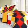 Slickblue Full/Queen Quilt Set, 100% TC Fabric Vermicelli Quilted Patchwork, Reversible, Multi Design & Color, 3pc - 2 of 4