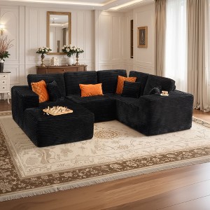 XIZZI Modular Sectional Sofa Couch, L/U-Shape Upholstered Couch, Modern Minimalist Couches for Living Room, Free Combination Deep Seat Corner Couch - 1 of 4