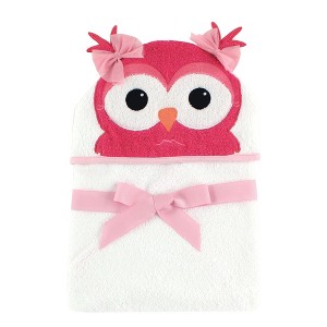 Hudson Baby Infant Girl Cotton Animal Face Hooded Towel, Cutesy Owl, One Size - 1 of 1