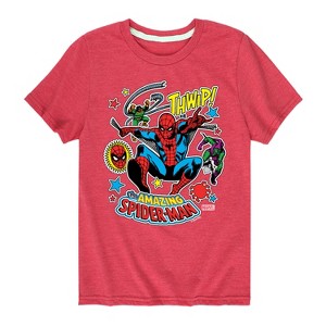 Boys' - Marvel - Spider-man Stickers Style Short Sleeve Graphic T-Shirt - 1 of 4