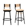 CAVINAS Set of 2 Swivel Counter Stools with 360 Degree Rotating Seat, Ergonomic Backrest, Black Metal Frame, Hand-Woven Paper Rope Seat - 4 of 4