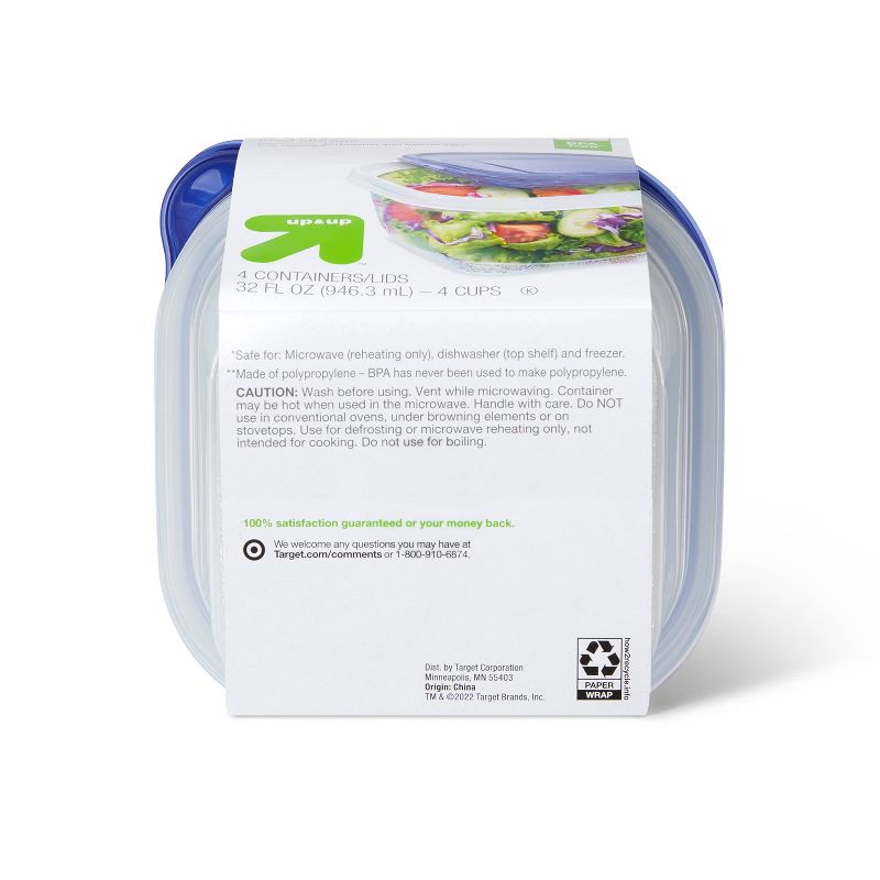 Snap and Store Medium Square Food Storage Container - 4ct/32 fl oz - up &#38; up&#8482;, 3 of 4