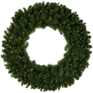 Northlight 36" Prelit Canadian Pine Artificial Christmas Wreath - Clear Lights - 1 of 4