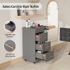 Karl Home Rustic Brown Wooden Salon Trolley Cart with Wheels and 3 Drawers - 4 of 4