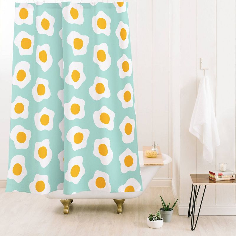 Deny Designs Hello Sayang Eggcellent Blue Eggs Shower Curtain, 3 of 4