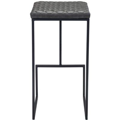 Gray Wood and Metal Backless Bar Stool