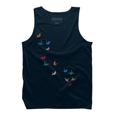 Men's Design By Humans Flying Paper Cranes Birds By Magnussons Tank Top