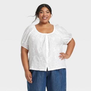 Women's Puff Short Sleeve Blouse - Universal Thread™ - 1 of 3