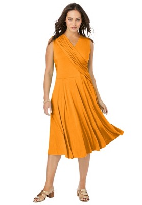 Jessica London Women's Plus Size Drape-Over Dress - 28 W, Orange