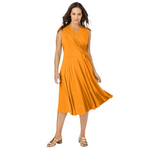 Jessica London Women's Plus Size Drape-Over Dress - 28 W, Orange
