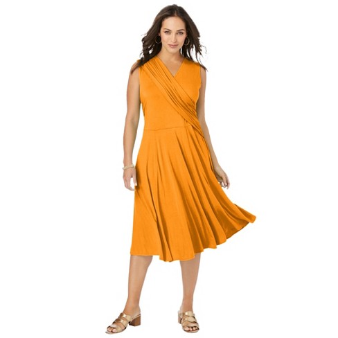 Jessica London Women s Plus Size Drape over Dress 28 W Orange