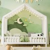 KWPZQEB Canopy Bed for Kids, Montessori Floor Bed Frame with High Guardrails and Roof, Wood Toddler Bed Frame for Girls & Boys - 2 of 4