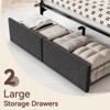 Furnulem Queen Bed Frame with Storage Drawers Upholstered Headboard with LED Light Charging Station Metal Platform Bed Frame No Box Spring Needed - 2 of 4