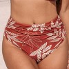 Women's Terracotta Tropical Leaf Print High-Rise Bikini Bottoms - Cupshe - 3 of 4