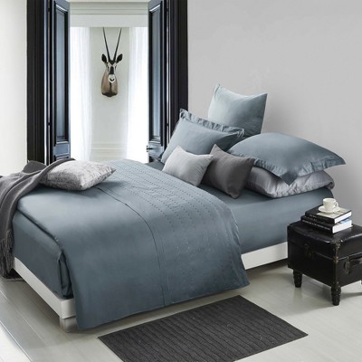 Cotton Three-Line Embroidered 3 Piece Duvet Cover Set by Blue Nile Mills