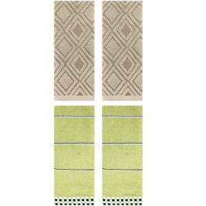 REGALWOVEN 4 Pcs Geometric Absorbent Soft Decorative Bathroom Hand Towels - 1 of 4