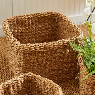 Natural Seagrass Square Storage Baskets, Set of 3