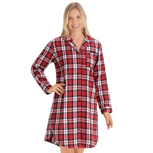 Collections Etc Long Sleeve Floral Flannel Nightgown with Scoop