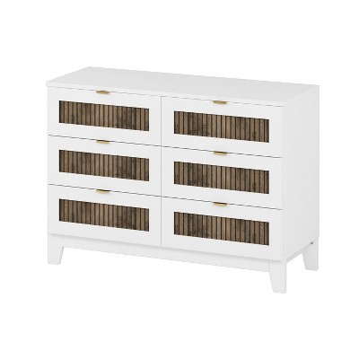 NicBex 33.70" H Rustic Style Metal Handles Dresser Storage Cabinet for Bedroom with 6 Drawers