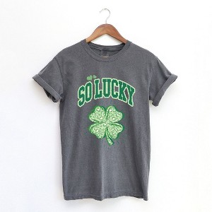 Simply Sage Market Women's So Lucky Cheetah Shamrock Short Sleeve Garment Dyed Tee - 1 of 4