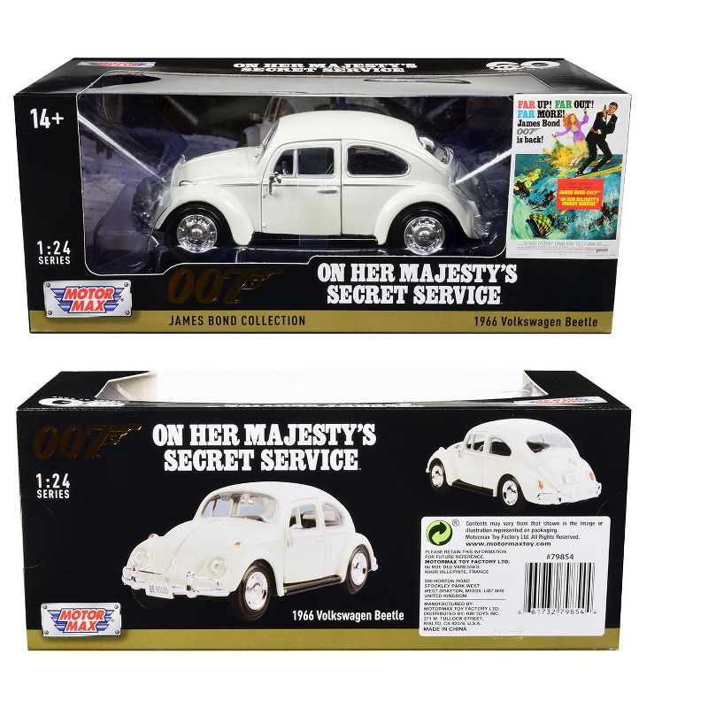 1966 Volkswagen Beetle White James Bond 007 "On Her Majesty's Secret Service" (1969) Movie 1/24 Diecast Model Car by Motormax, 3 of 4