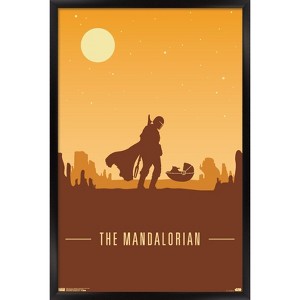Trends International Star Wars: The Mandalorian - Mando and The Child At Dusk Framed Wall Poster Prints - 1 of 4