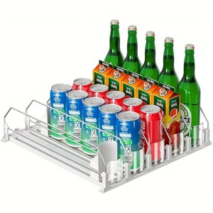 AEELLEEA 5 Lane Automatic Rolling Soda Can Dispenser, Clear Plastic ...