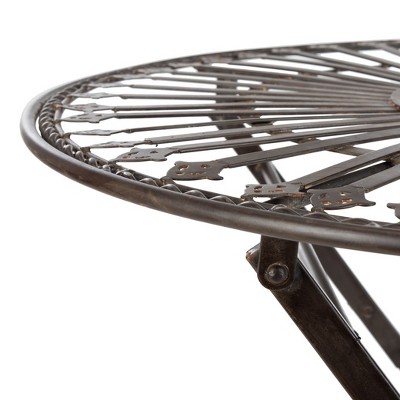 Belen Black Rust Iron Outdoor Bistro Set with Round Table