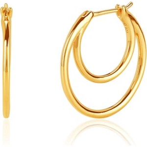 CZ Huggie Hoop Earrings, 14K Gold Plated Chunky Round Bead Ball Starburst Cuff Earrings for Women - 1 of 4