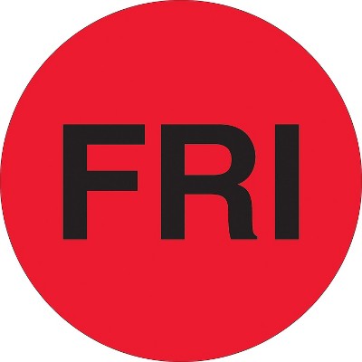 Tape Logic Inventory Circle Labels Days of the Week "FRI" 1" Fluorescent Red 500 DL6541
