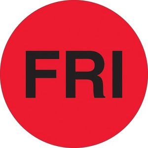 Tape Logic Inventory Circle Labels Days of the Week "FRI" 1" Fluorescent Red 500 DL6541 - 1 of 4