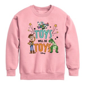Boys' - Disney - Toys Will Be Toys Graphic Long Sleeve Fleece Sweatshirt - 1 of 4
