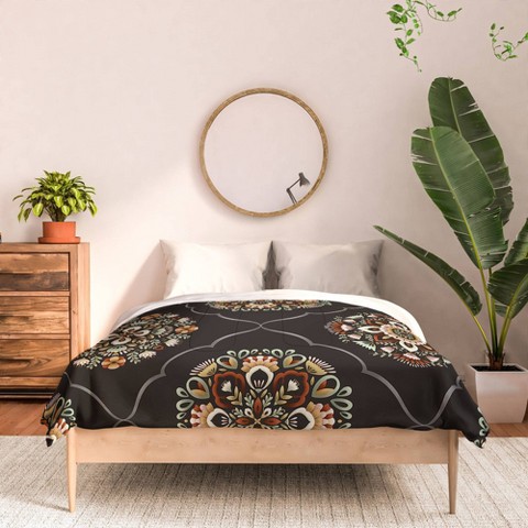 Deny Designs 3pc Queen Ivy Mandalas Polyester Comforter & Sham Set Black/White - Deny Designs: Bohemian Reversible Bedding, Lightweight