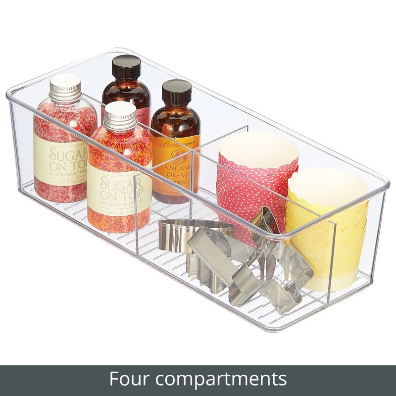 mDesign Plastic Kitchen Cabinet Divided Storage Organizer Bin, 4 of 8