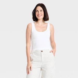 Women's Padded Bra Tank Top - A New Day™ White L : Target