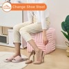 KTMBDW Square Ottoman Foot Stool, Corduroy Vanity Chair Bench with Padded Woven Footrest for Entryway, Living Room, Bedroom, Hallway - 2 of 4