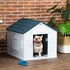Akoasm Easy-Assembled Plastic Waterproof Dog Shelter With Door For Medium And Small Dogs-Blue - 3 of 4